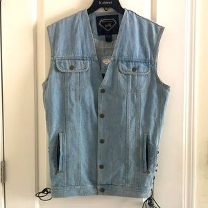 Diamond Plate Vintage Denim Motorcycle Vest